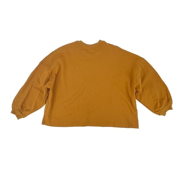 NWT Time And Tru Mustard Yellow Boxy Balloon Sleeve Crop Shirt Size L Women's - Picture 3 of 7